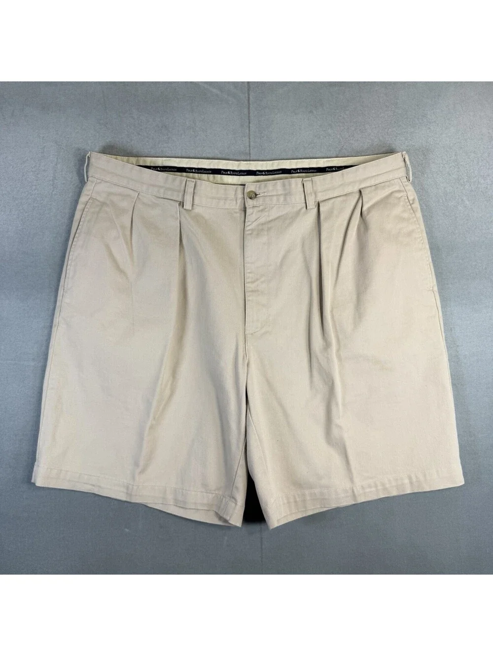 Vintage 90s Polo Ralph Lauren Tyler Shorts Mens 42 Beige Pleated Chino 8.5